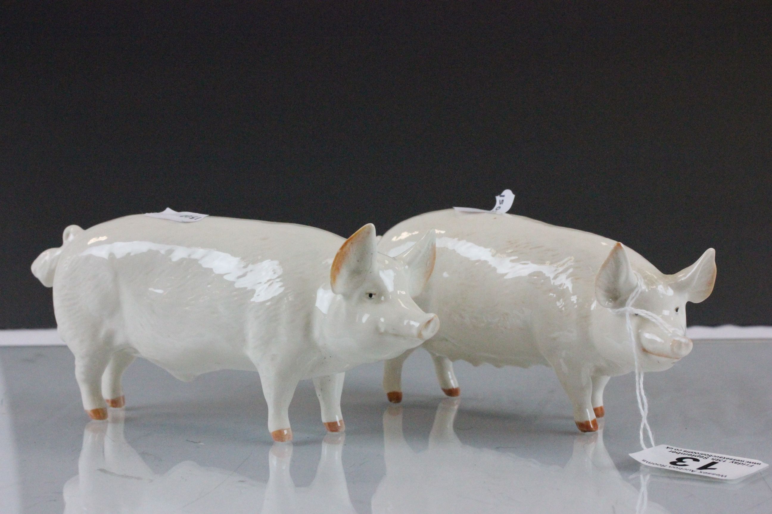 Two Beswick ceramic pigs; CH Wall CH Boy 53 & CH Wall Queen 40