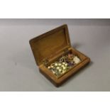 Box of misc costume jewellery in a carved wooden box
