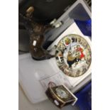 Beswick model horse 390, Royal Doulton Tennyson pattern quartz clock & three boxed collectors