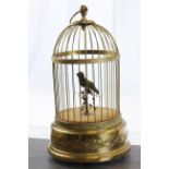 French Automaton singing bird in gilt metal bird cage