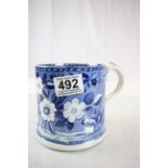 Early 19th century Blue & White Staffordshire Cider Mug with floral decoration.