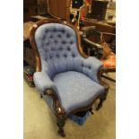 Victorian Mahogany Framed Button Back Armchair