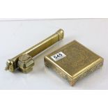 Oriental Brass Pen Box and Inkwell and a Brass Box