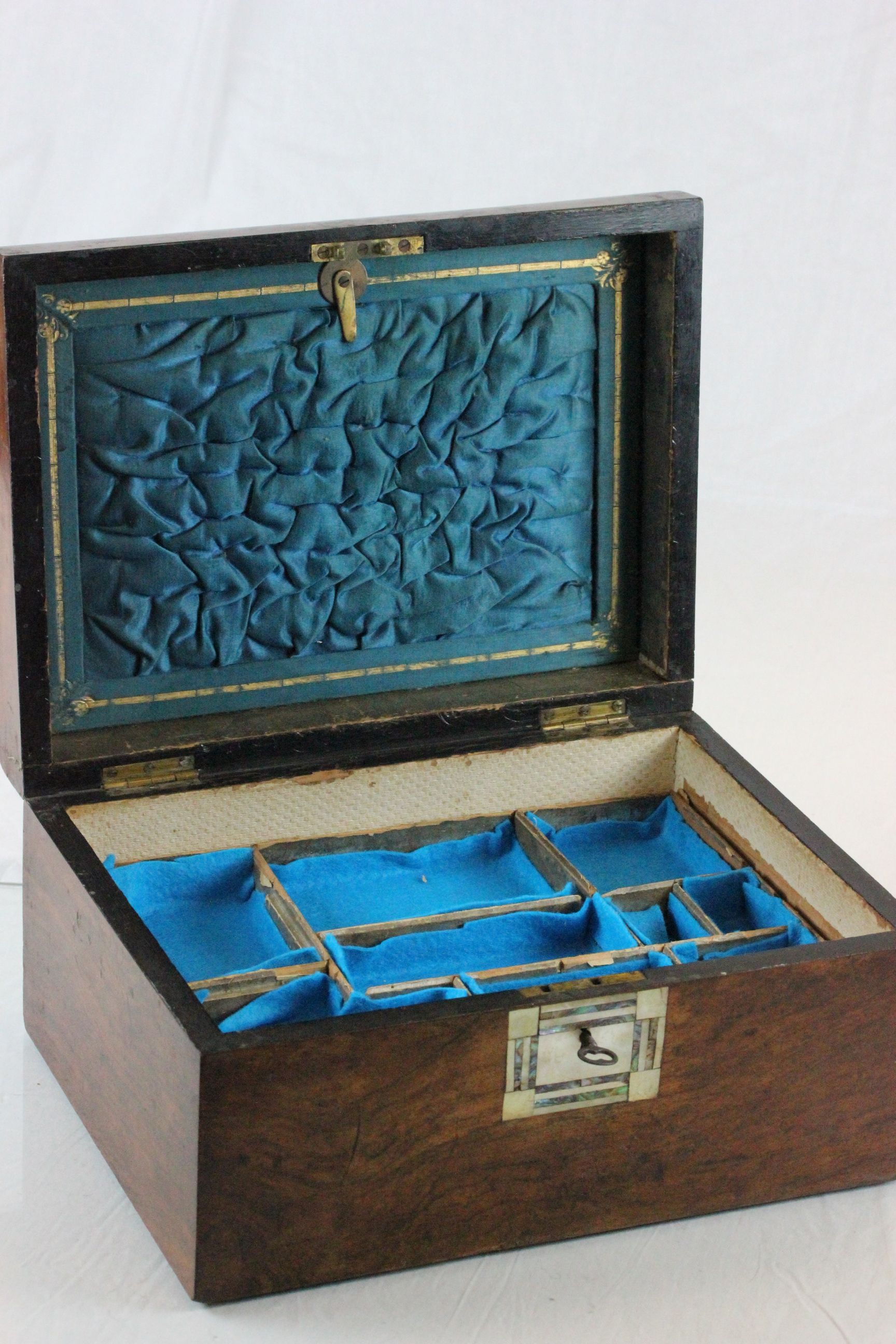 Victorian Mahogany Jewellery Sewing box with interior - Image 4 of 4