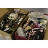 Two boxes of costume jewellery