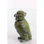 A cold painted bronze thimble stand in the form of a parrot