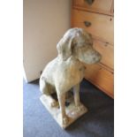 Reconstituted Stone Garden Ornament of a Seated Dog