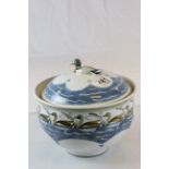 A Laurence Macgowan Aldermaston pottery duck decorated tureen and lid.