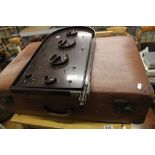 Vintage Napro Bagetelle Board together with a Vintage Swedish Leatherette Suitcase