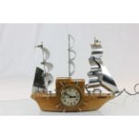 Vintage American mantle clock in the form of a yankee clipper