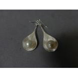 Pair of silver earrings set with mother of pearl and freshwater pearls