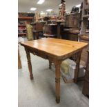 Pine Small Kitchen Table with Drawer