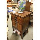 Edwardian Mahogany Sheet Music Cabinet with Six Drawers