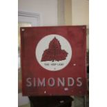 Vintage Tin Pub Sign ' Simonds The Hop Leaf '
