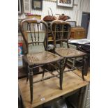 Pair of Victorian Balloon Back Bedroom Chairs with Cane Seats