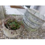 Three Reconstituted Stone Shallow Garden Planters and another