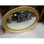 1920's Oval Gilt Framed Mirror with Bevelled Edge