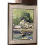 Stephen Hall, Framed and Glazed Watercolour of Coastal Town Scene
