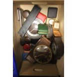 Box of vintage clocks to include travel type