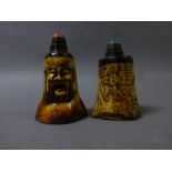 Two Oriental carved bone snuff bottles