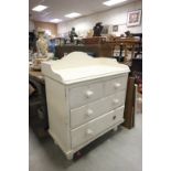 Victorian White Painted Pine Chest of Two Short over Two Long Drawers with Upstand