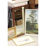 Watercolour of Coastal Scene, Oil on Board, Print and Mirror