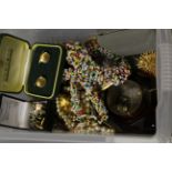 Box of vintage costume jewellery