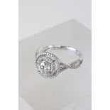 Fine 18ct White Gold Diamond halo set ring 1.2ct's approx