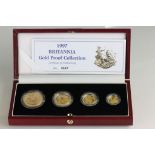 Cased 1997 Britannia gold proof four coin set with COA