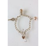 9ct Gold Link Charm Bracelet with Three Charms