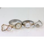 Three 9ct Gold wrist watches and a ladies watch