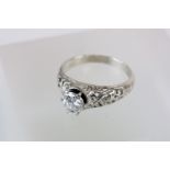 14ct White Gold single stone Diamond ring of 1ct approx