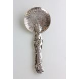 A Geshia girl caddy spoon, stamped 'Sterling' and '950', the parasol forming the bowl, 13.5cm long