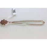 9ct rose gold watch chain and fob, engraved with Marie, Birmingham