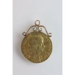 Charles I Gold Guinea dated 1670 with later applied gold mount