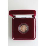 Boxed and Cased Royal Mint 2002 Proof Half Sovereign with certificate of authenticity, number 5755