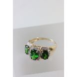 14ct Yellow Green Garnet and Diamond ring