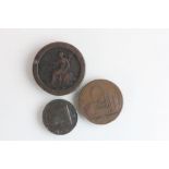 Two Georgian City of Bath tokens plus a cartwheel Penny