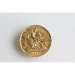 1912 Gold Half Sovereign coin