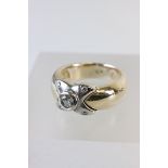 14ct Yellow Gold and Diamond crossover ring