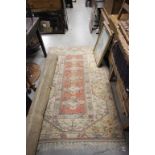 Orange and Cream Ground Rug with Geometric Patterns