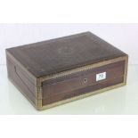 Late 19th / Early 20th centre Tooled Leather Covered Writing Slope Box, the fitted interior with