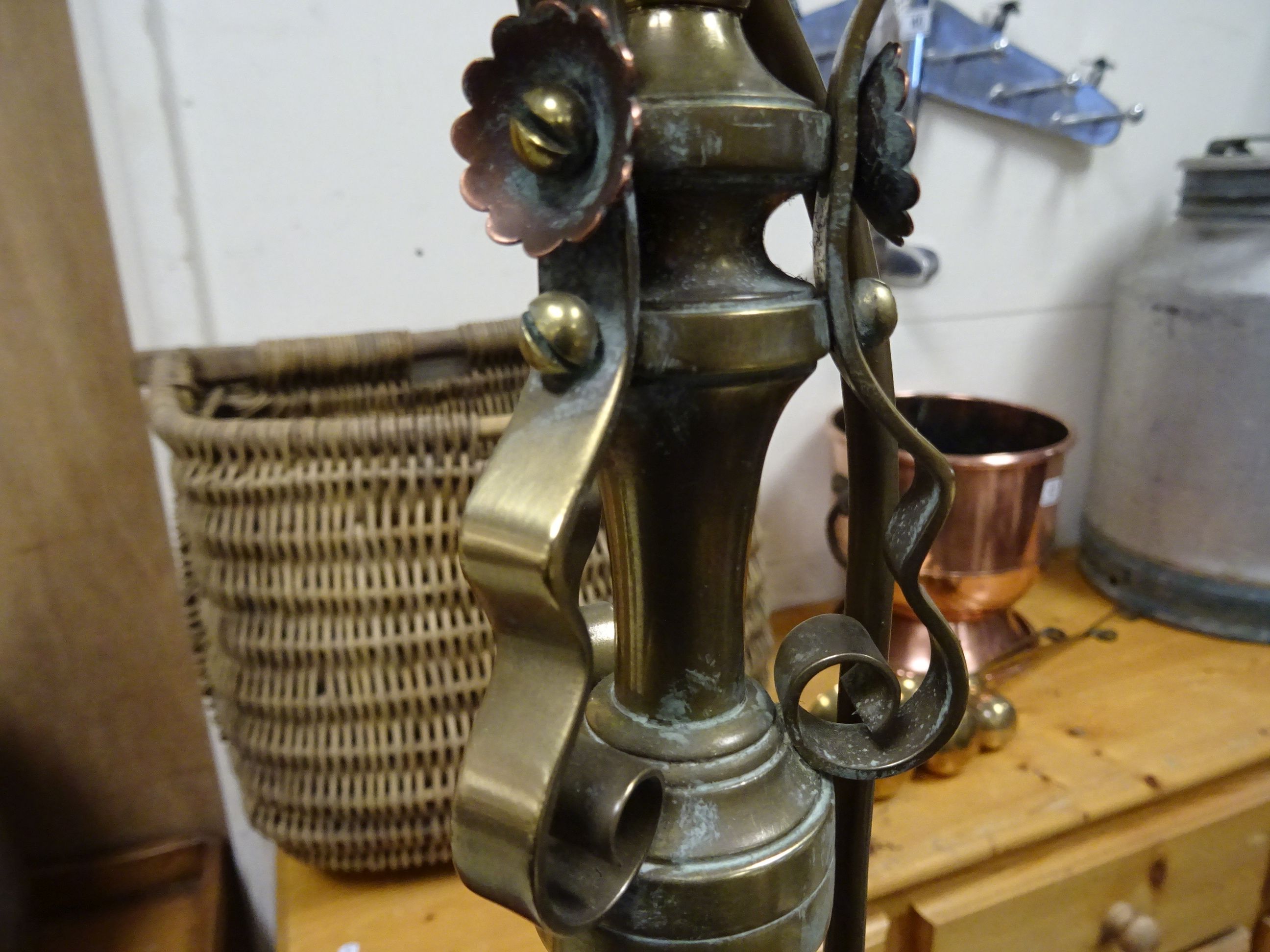 Early 20th century Brass Telescopic Standard Lamp - Image 10 of 10