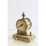 Late 19th / Early 20th century Circular Gilt Metal Cased Mantle Clock mounted on a Marble Base