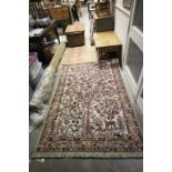 Shiraz Green and White Ground Rug with Animals and Fauna