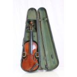 Vintage Violin. "The Maidstone" in original wood case, with bow. No bridge. Body length: 13", 2