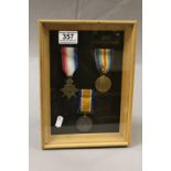 Set of Three World War I Medals with Ribbons awarded to 12182 Pte C Theobald Norf R, mounted on a