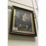 A Pugilism Hogarth framed oil painting portrait of a bare fist boxer