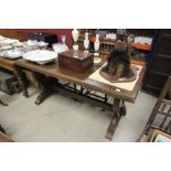 Substantial Oak Refectory Style Dining Table with Pegged Ends