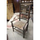 Lancastrian Oak Spindle Back Chair with String Seat